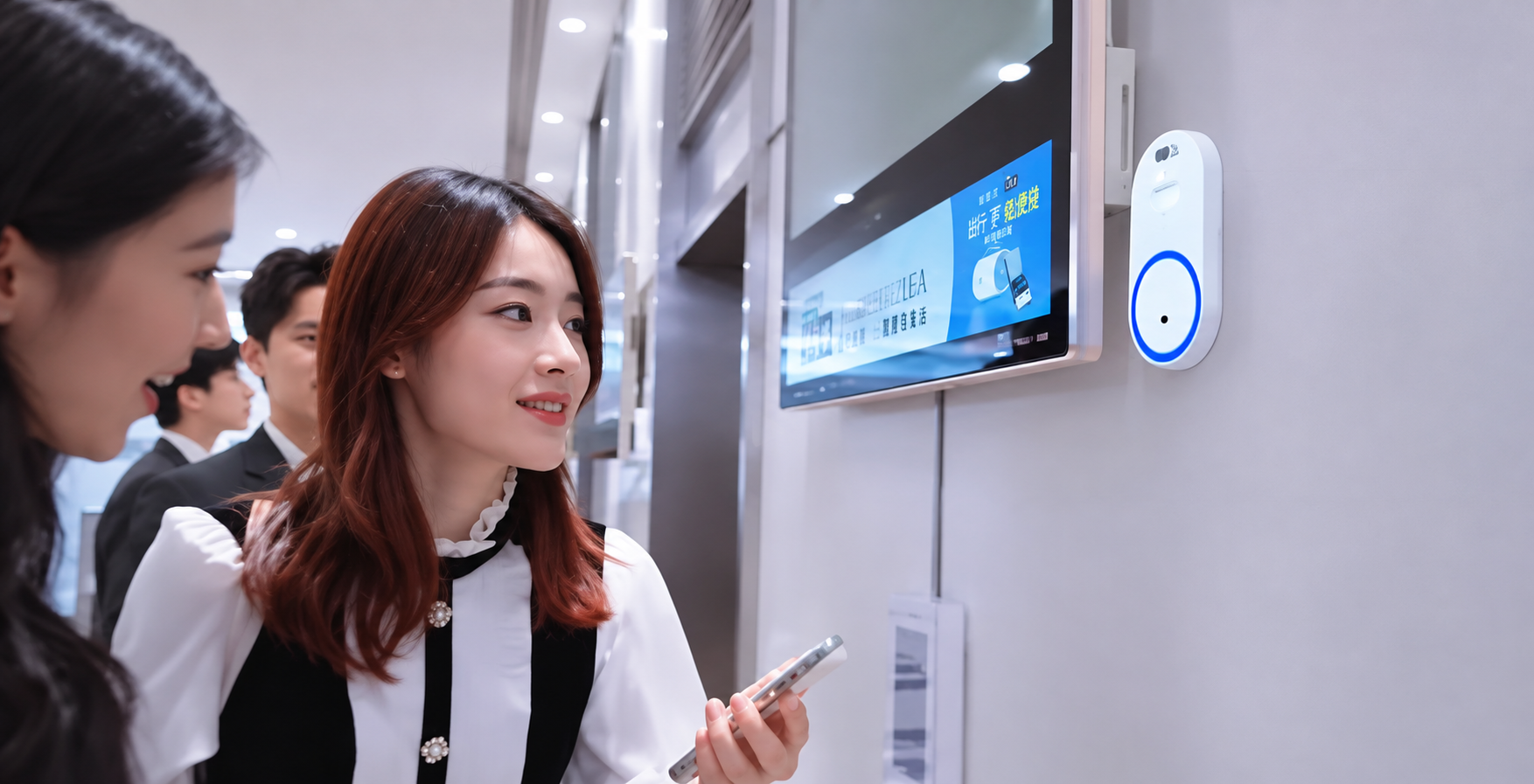Chạm NFC tại quảng c&aacute;o thang m&aacute;y Trung Quốc