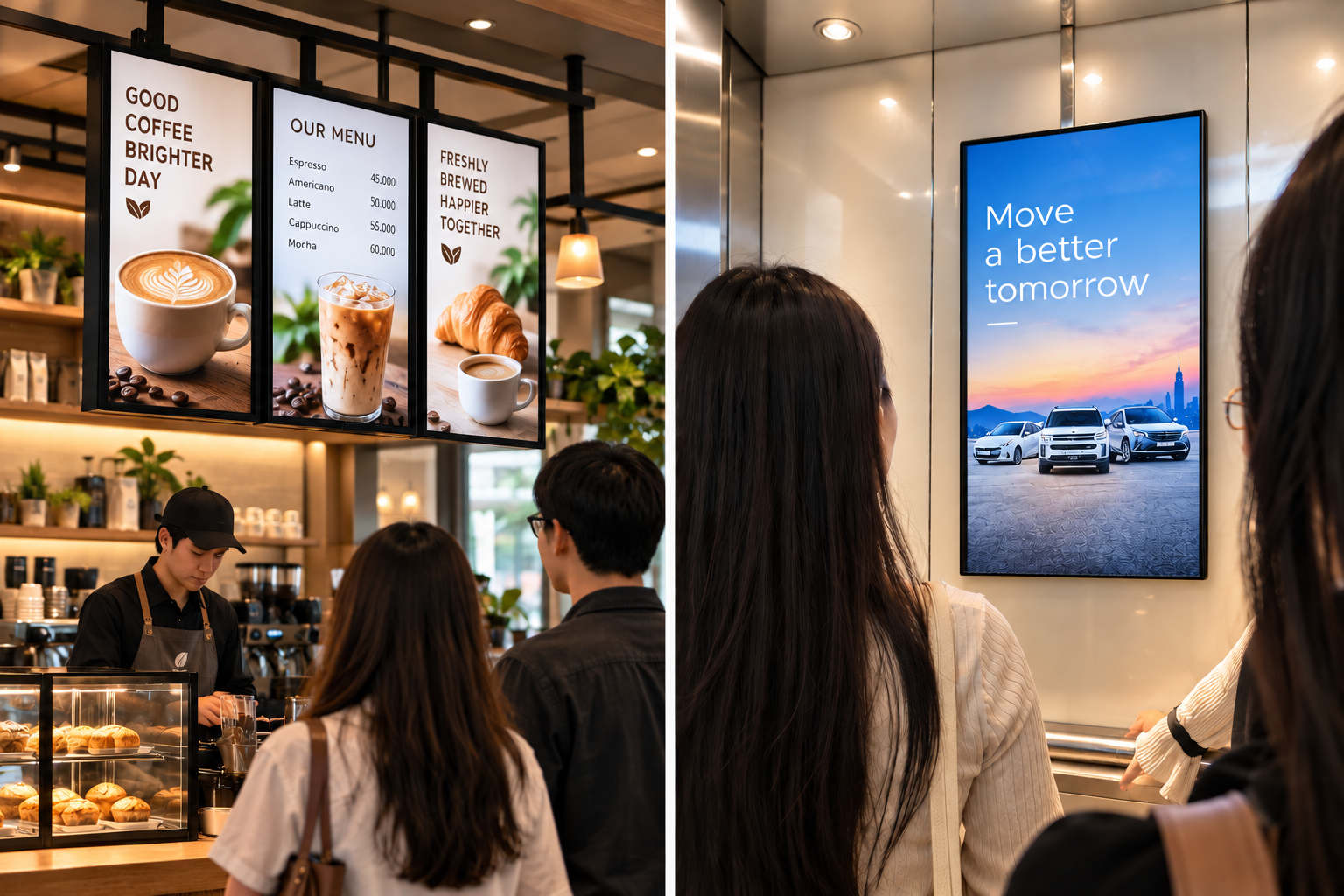su khac biet digital signage elevator media