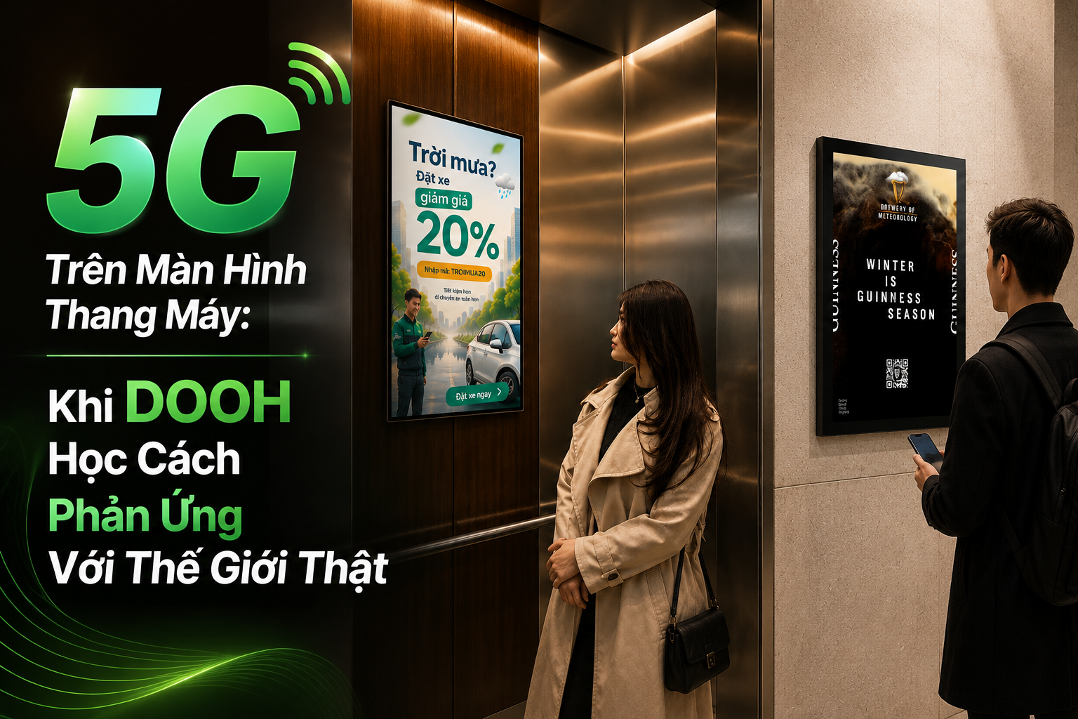5G Trên Màn Hình Thang Máy: Khi DOOH Phản Ứng Với Thế Giới Thật